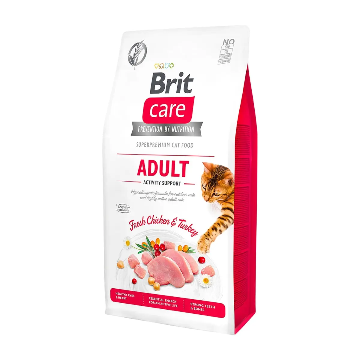 BRIT Care Adult Activity Support, Pui si Curcan, hrana uscata fara cereale pisici, activitate intensa, 7kg