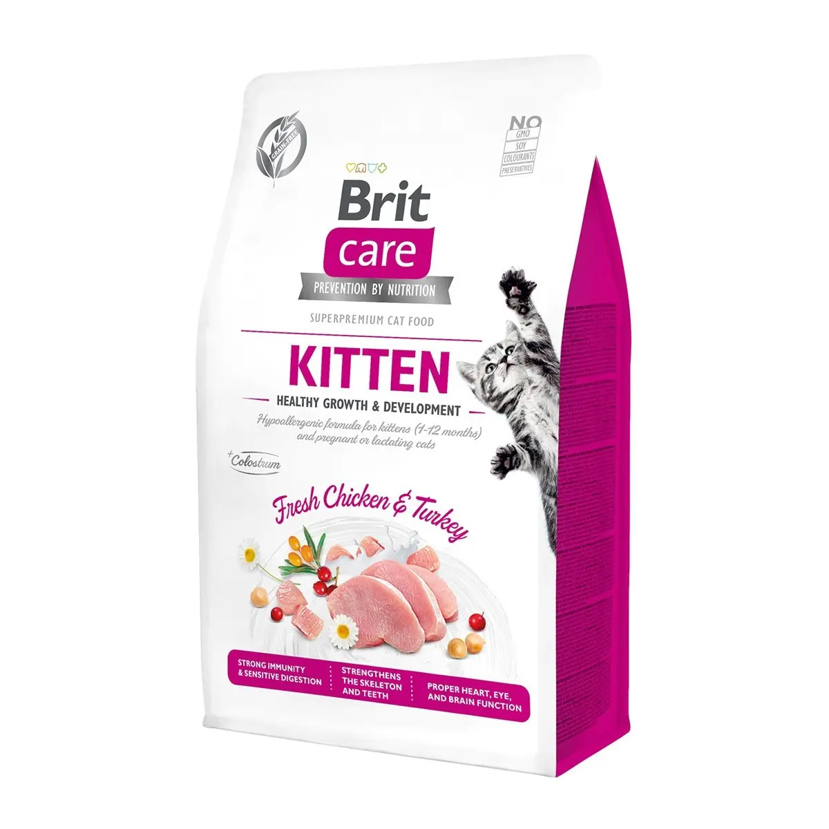 BRIT Care Kitten Healthy Growth & Development, Pui si Curcan, hrana uscata fara cereale pisici junior, 7kg - Image 2