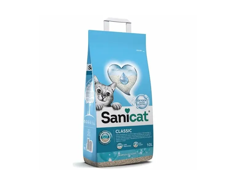 SANICAT Classic, sapun Marsilia, asternut igienic pisici, granule, bentonita, aglomerant, neutralizare mirosuri, 10l