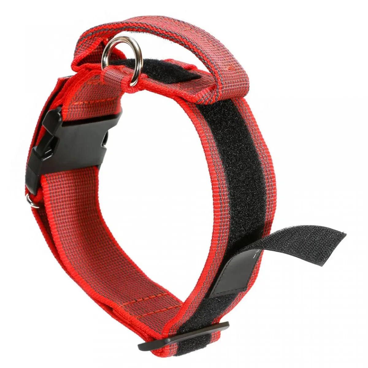 JULIUS-K9 Color & Gray, zgarda ajustabila cu maner caini, nylon, 50mm x 49-70cm, rosu cu gri - Image 2