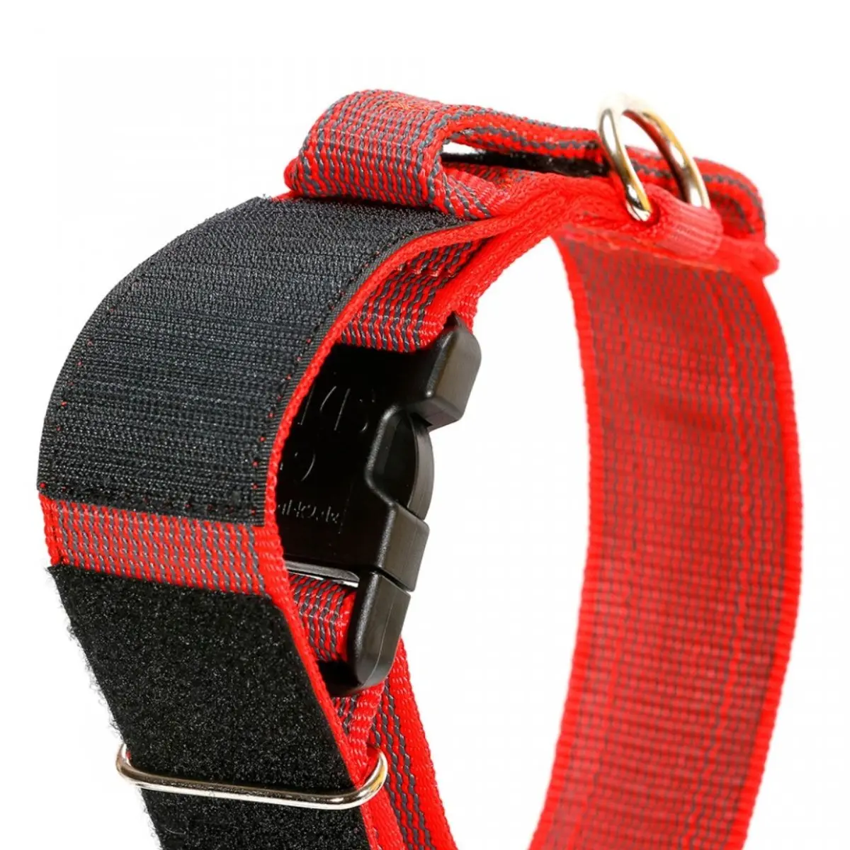 JULIUS-K9 Color & Gray, zgarda ajustabila cu maner caini, nylon, 40mm x 38-53cm, rosu cu gri - Image 2