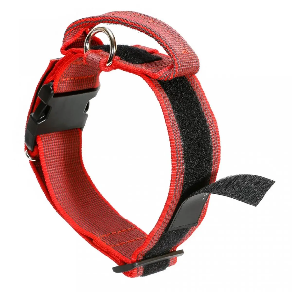 JULIUS-K9 Color & Gray, zgarda ajustabila cu maner caini, nylon, 40mm x 38-53cm, rosu cu gri - Image 3