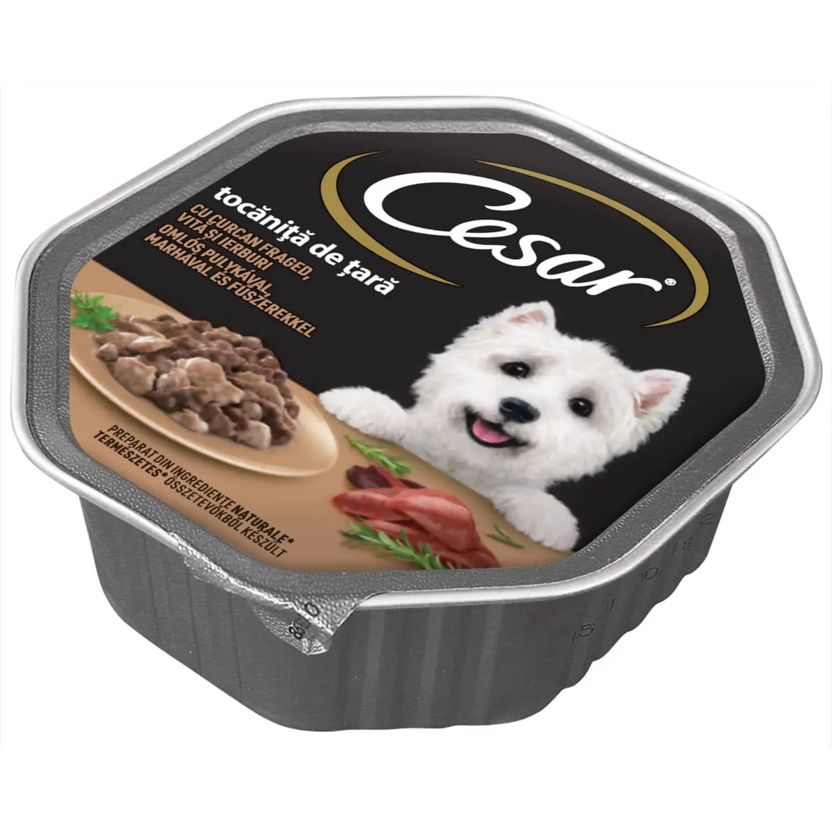 CESAR Tocanita de tara, Curcan, Vita si Ierburi, tavita hrana umeda caini, (in suc propriu), 150g - Image 10