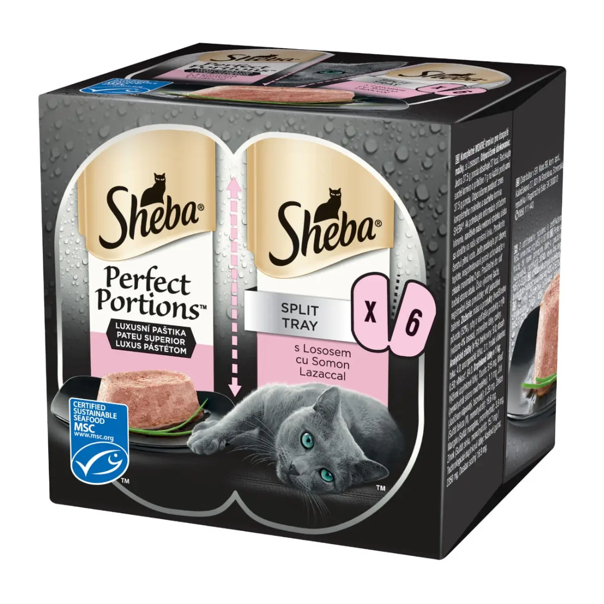 SHEBA Perfect Portions, Somon, tavita hrana umeda pisici, (pate), multipack, 37.5g x 6buc