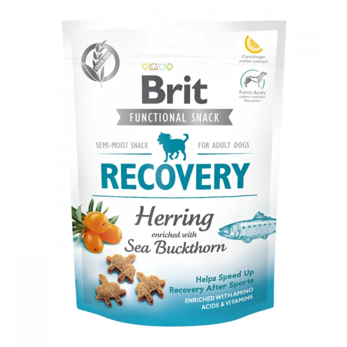 BRIT Care Functional Snack Recovery, Hering cu Catina alba, recompense funtionale fara cereale caini, convalescenta,  150g