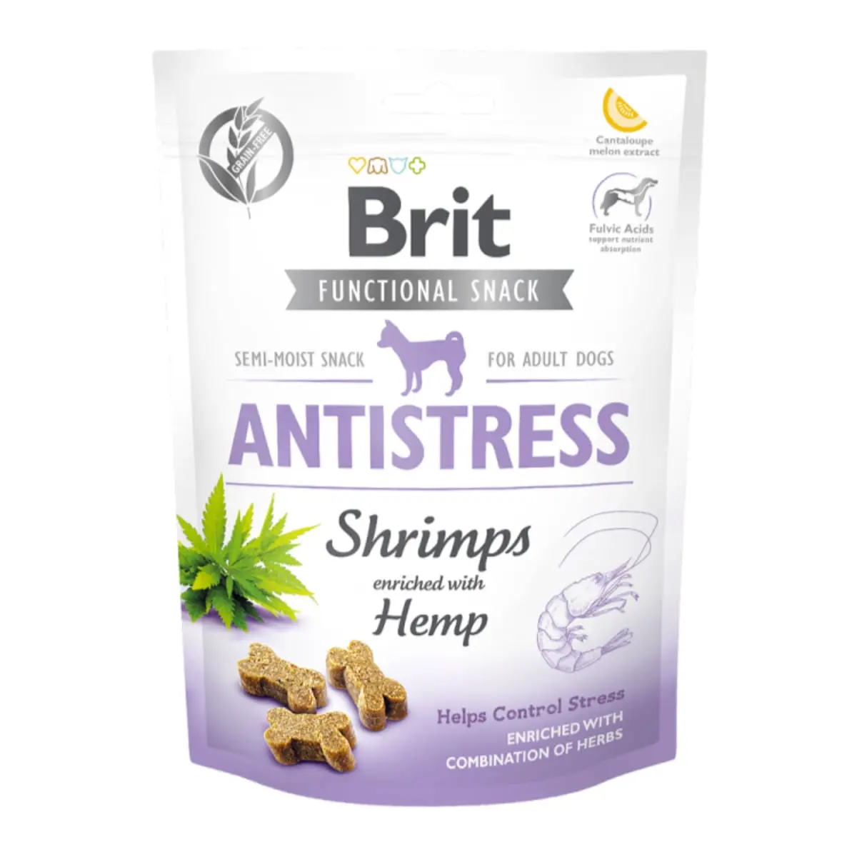 BRIT Care Functional Snack Antistress, Creveti cu Canepa, recompense funtionale fara cereale caini, antistres, 150g - Image 2