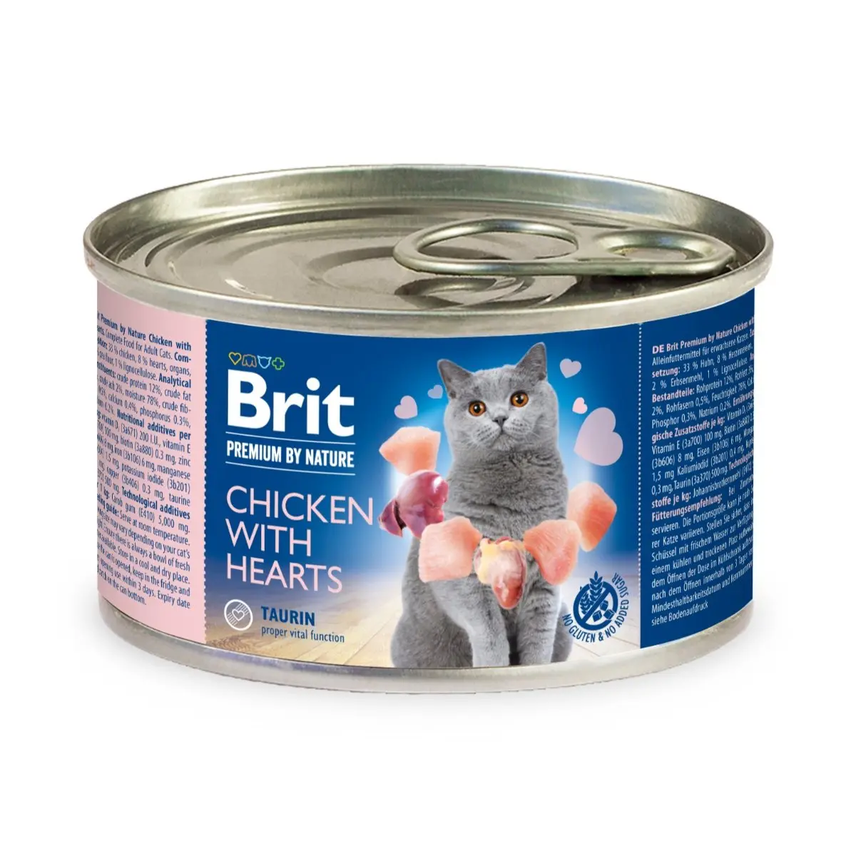 BRIT Premium By Nature, Pui si Inimi, conserva hrana umeda monoproteica fara cereale pisici, (pate), 200g - Image 2