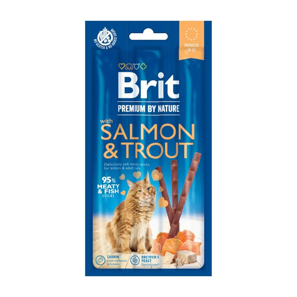 BRIT Premium By Nature, recompense fara cereale pisici, batoane, Somon si Pastrav, 3buc - Image 2