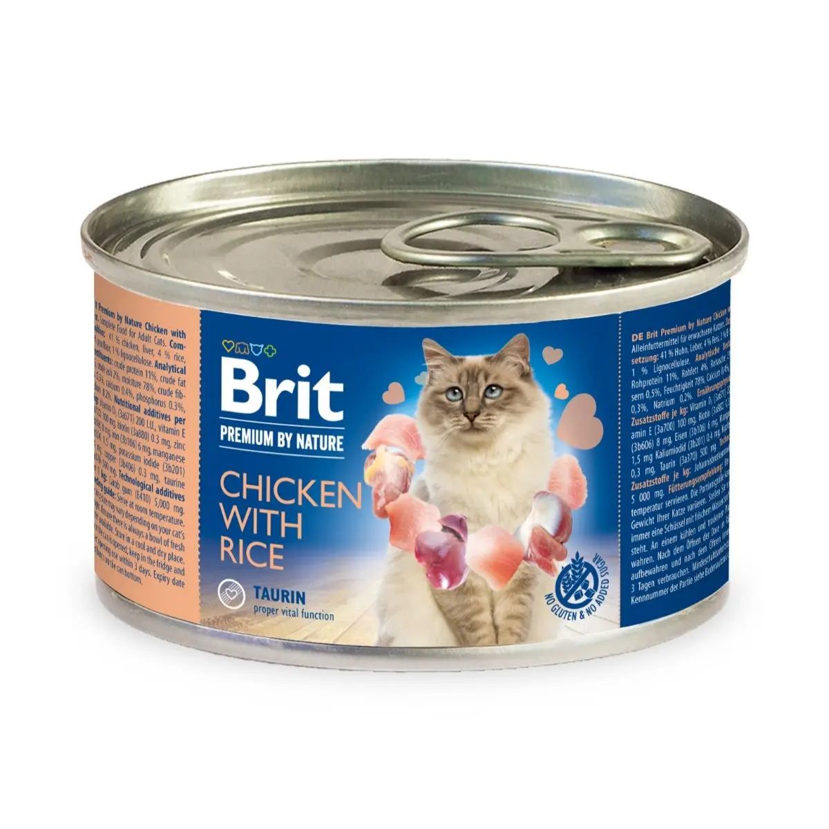BRIT Premium By Nature, Pui cu Orez, conserva hrana umeda monoproteica continut redus cereale pisici, (pate), 200g