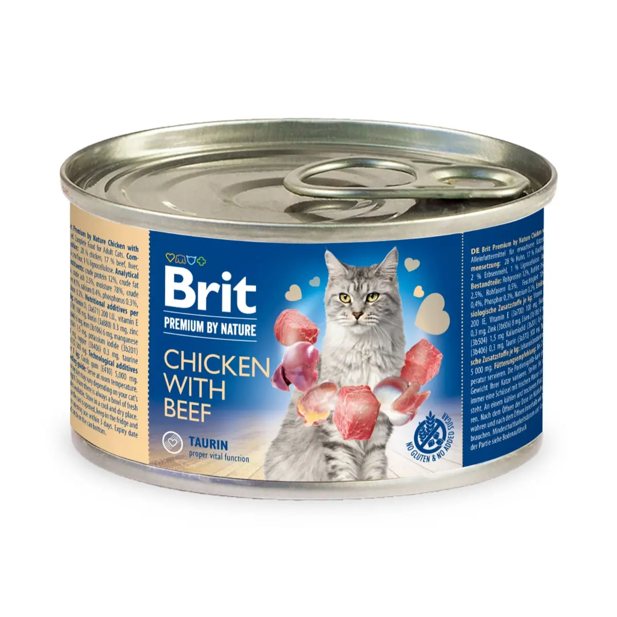 BRIT Premium By Nature, Pui si Vita, conserva hrana umeda fara cereale pisici, (pate), 200g