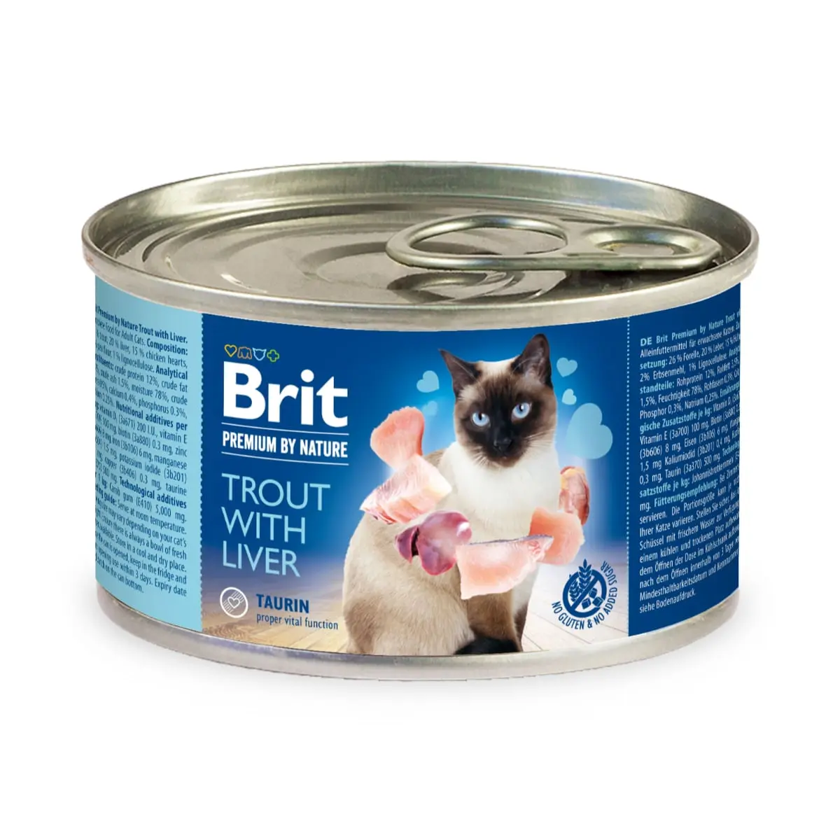BRIT Premium By Nature, Pastrav si Ficat, conserva hrana umeda fara cereale pisici, (pate), 200g