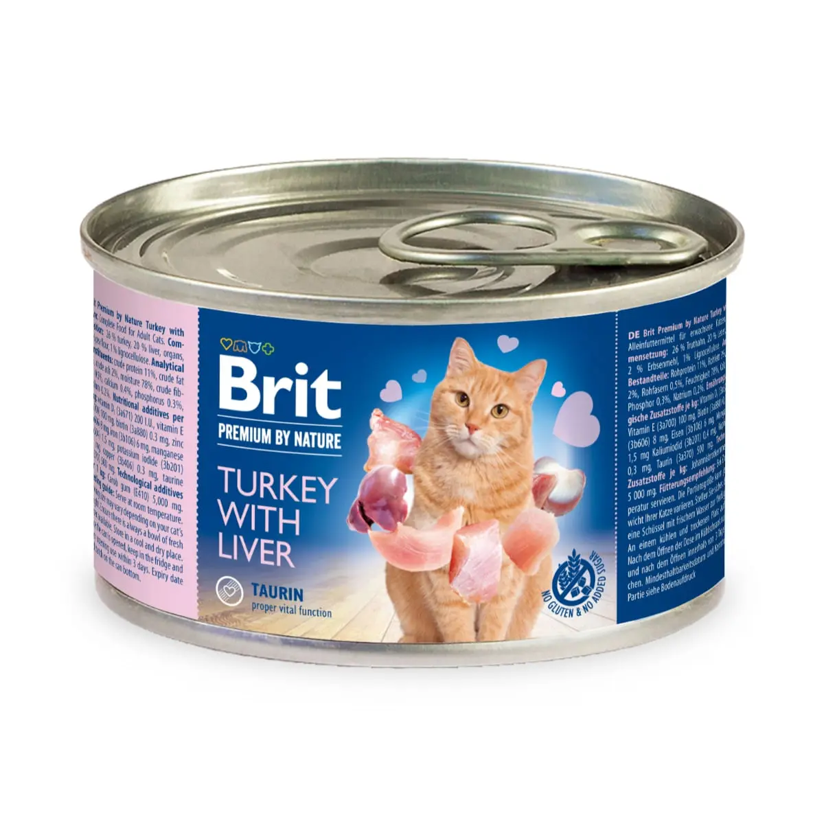 BRIT Premium By Nature, Curcan si Ficat, conserva hrana umeda fara cereale pisici, (pate), 200g