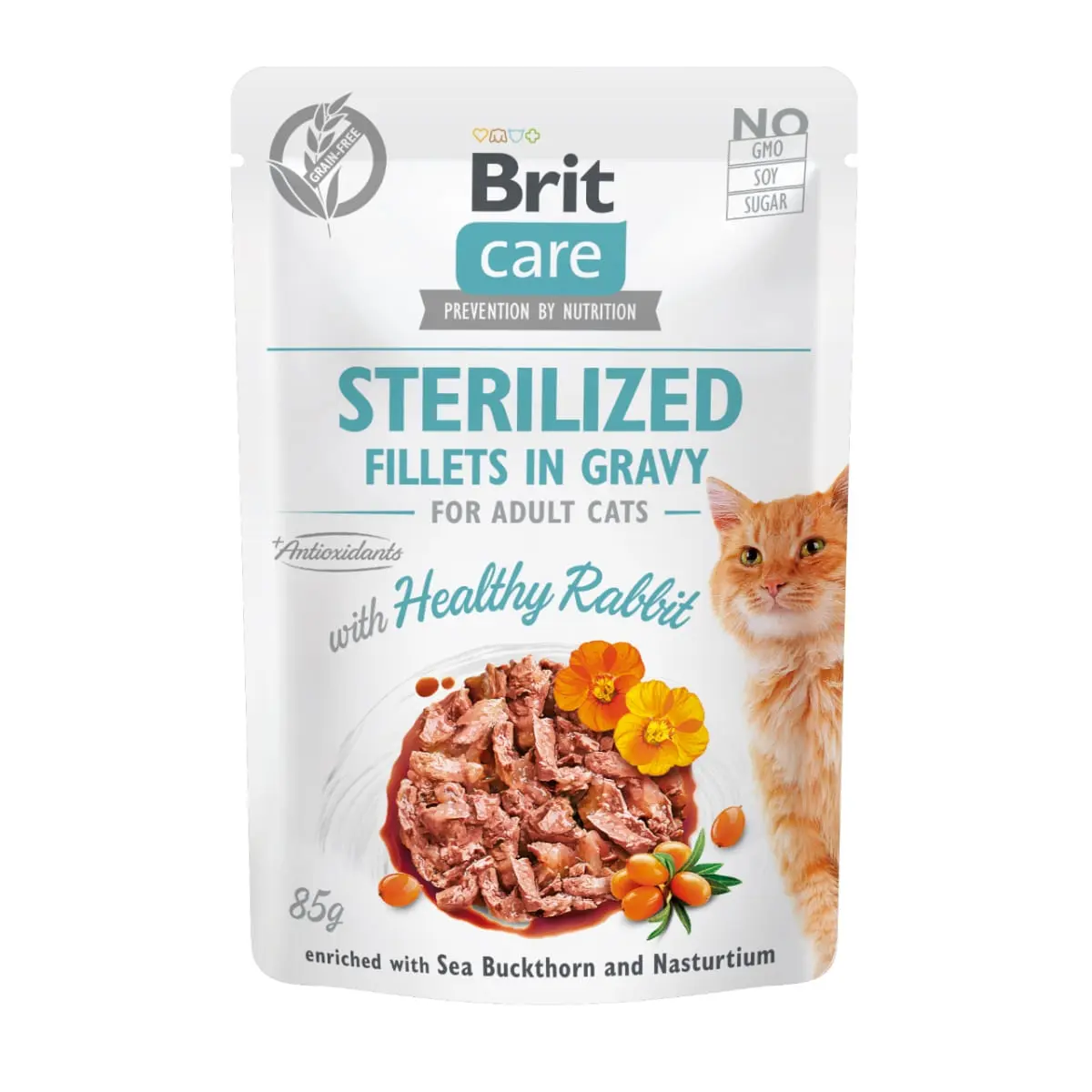 BRIT Care Sterilized Fillets In Gravy, Iepure, plic hrana umeda fara cereale pisici sterilizate, (in sos), 85g - Image 2