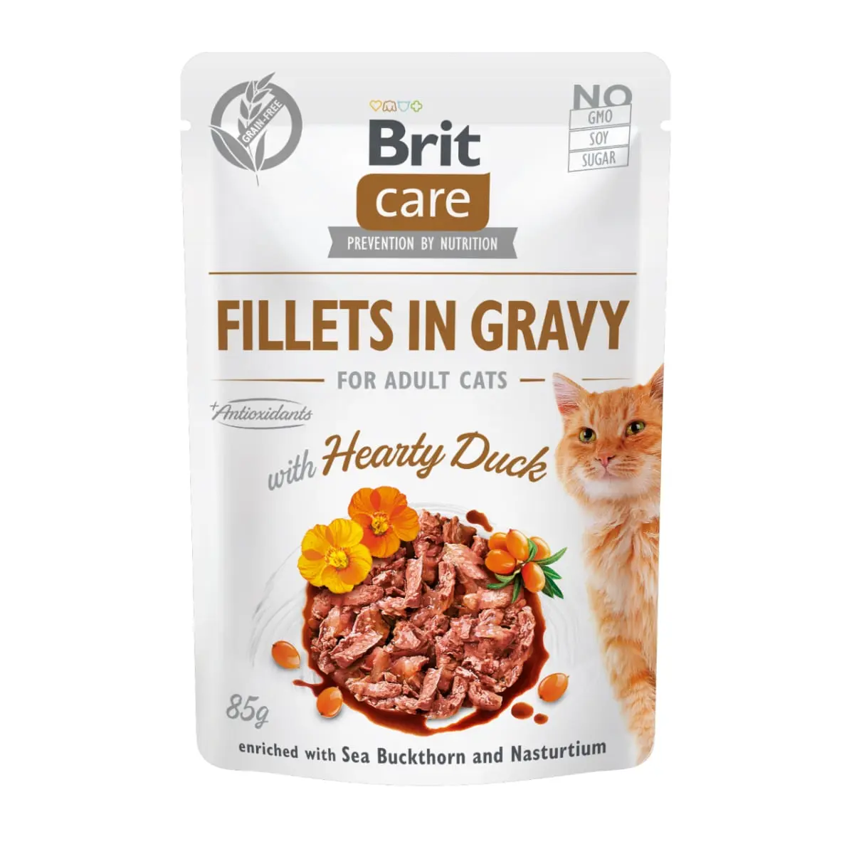 BRIT Care Fillets In Gravy, Rata, plic hrana umeda fara cereale pisici, (in sos), 85g