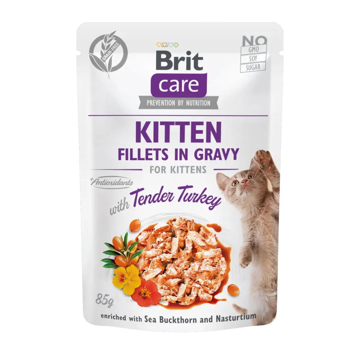 BRIT Care Kitten Fillets In Gravy, Curcan, plic hrana umeda fara cereale pisici junior, (in sos), 85g