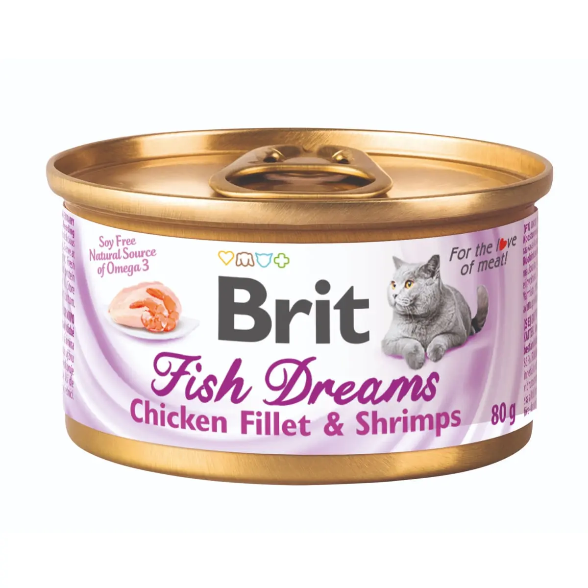 BRIT Fish Dreams, Pui si Creveti, conserva hrana umeda pisici, (in suc propriu),  80g - Image 2