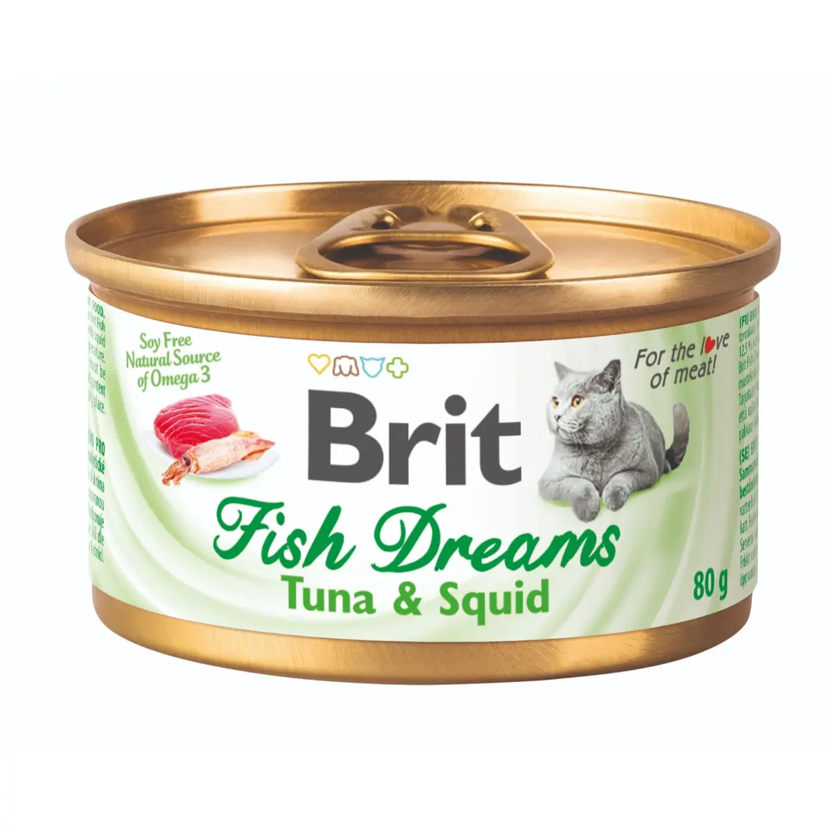BRIT Fish Dreams, Ton si Calamar, conserva hrana umeda pisici, (in suc propriu), 80g