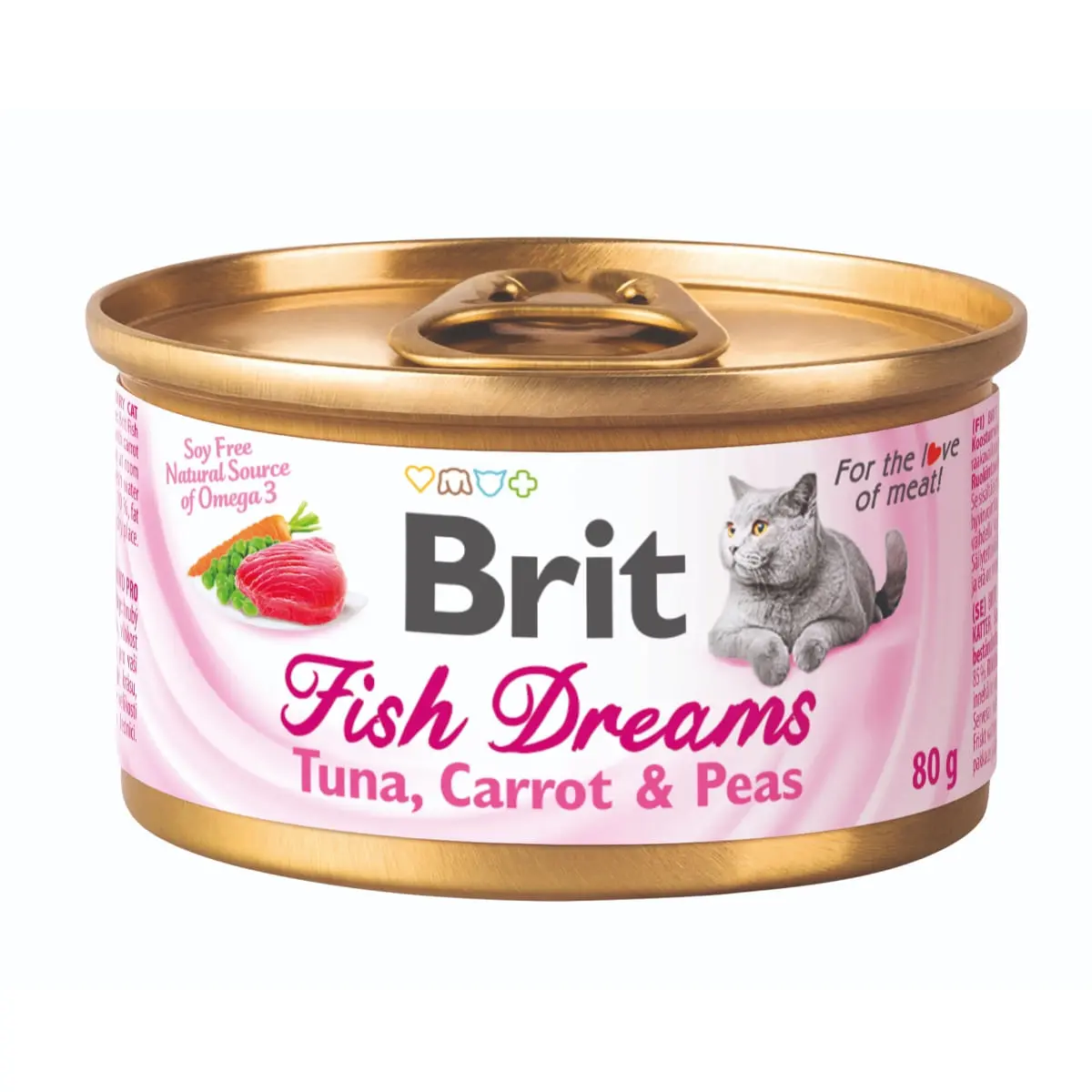 BRIT Fish Dreams, Ton cu Morcov si Mazare, conserva hrana umeda pisici, (in suc propriu), 80g - Image 2