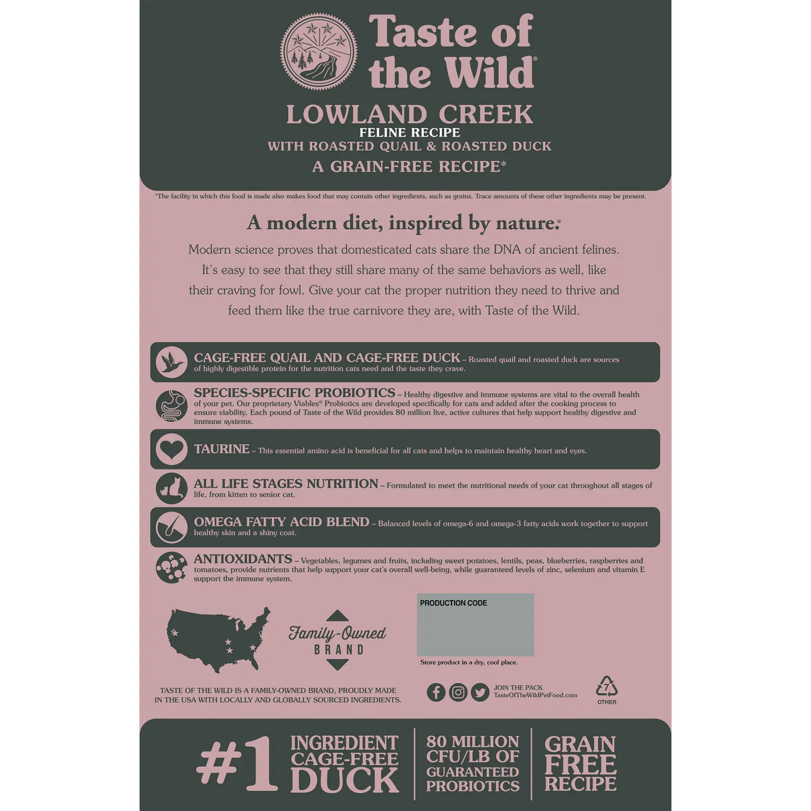 TASTE OF THE WILD Lowland Creek, Prepelita si Rata, hrana uscata fara cereale pisici, 2kg - Image 3