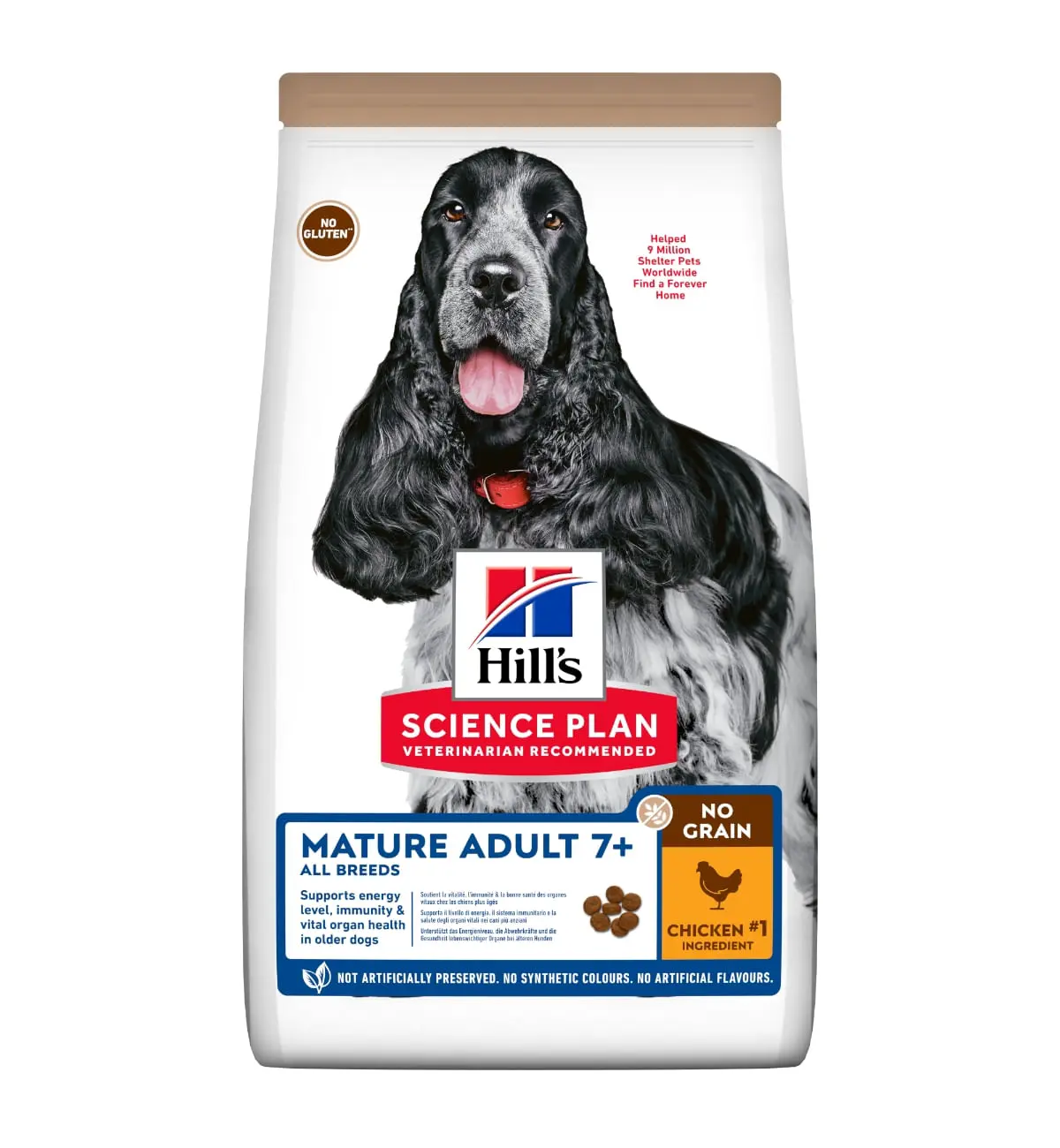 HILL'S SP No Grain, Senior, Pui, hrana uscata fara cereale caini, 14kg