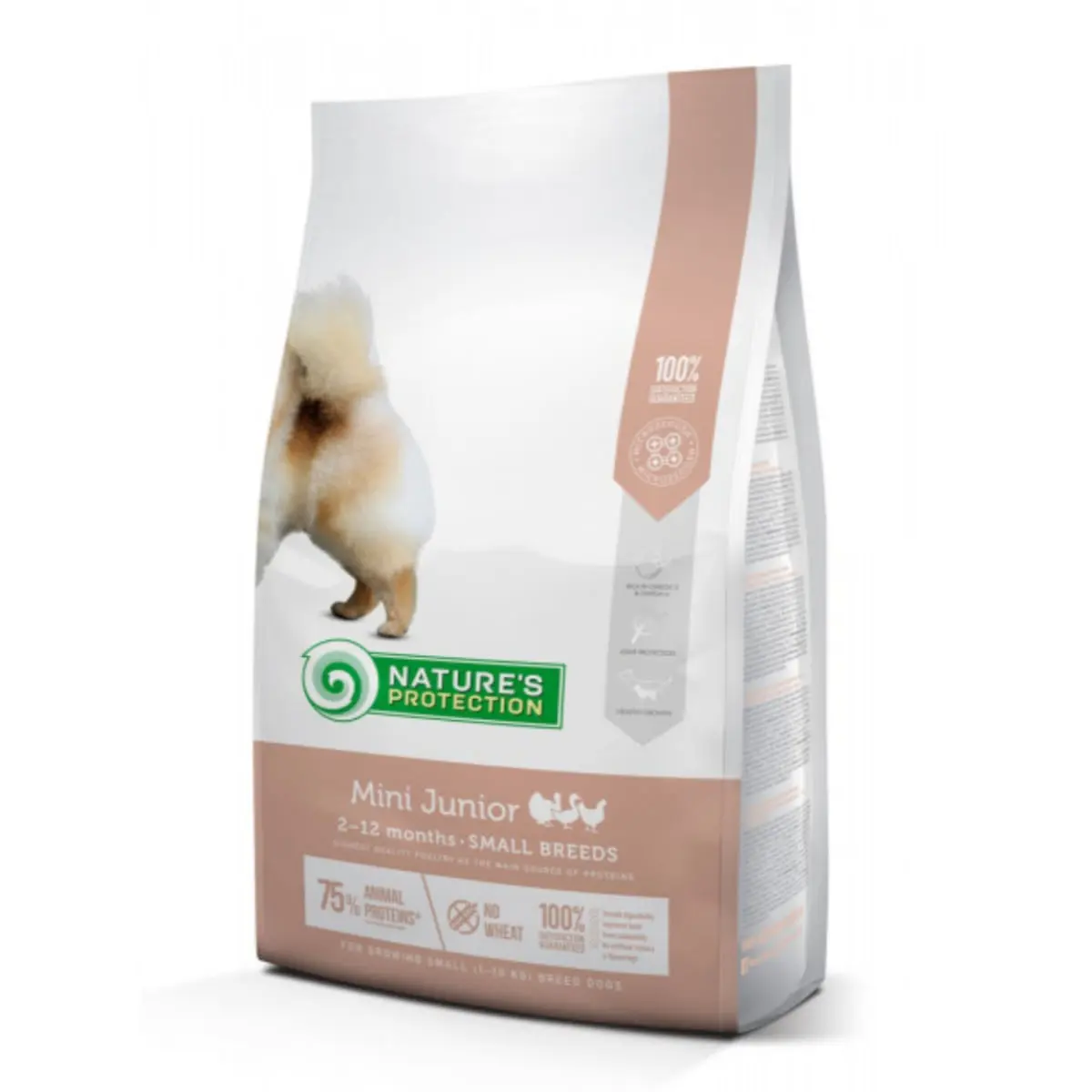 NATURES PROTECTION Junior Small Breed, XS-S, Pui si Krill, hrana uscata caini junior NATURES PROTECTION Mini Junior, Pasare cu Krill, hrana uscata caini juniori, 7.5kg