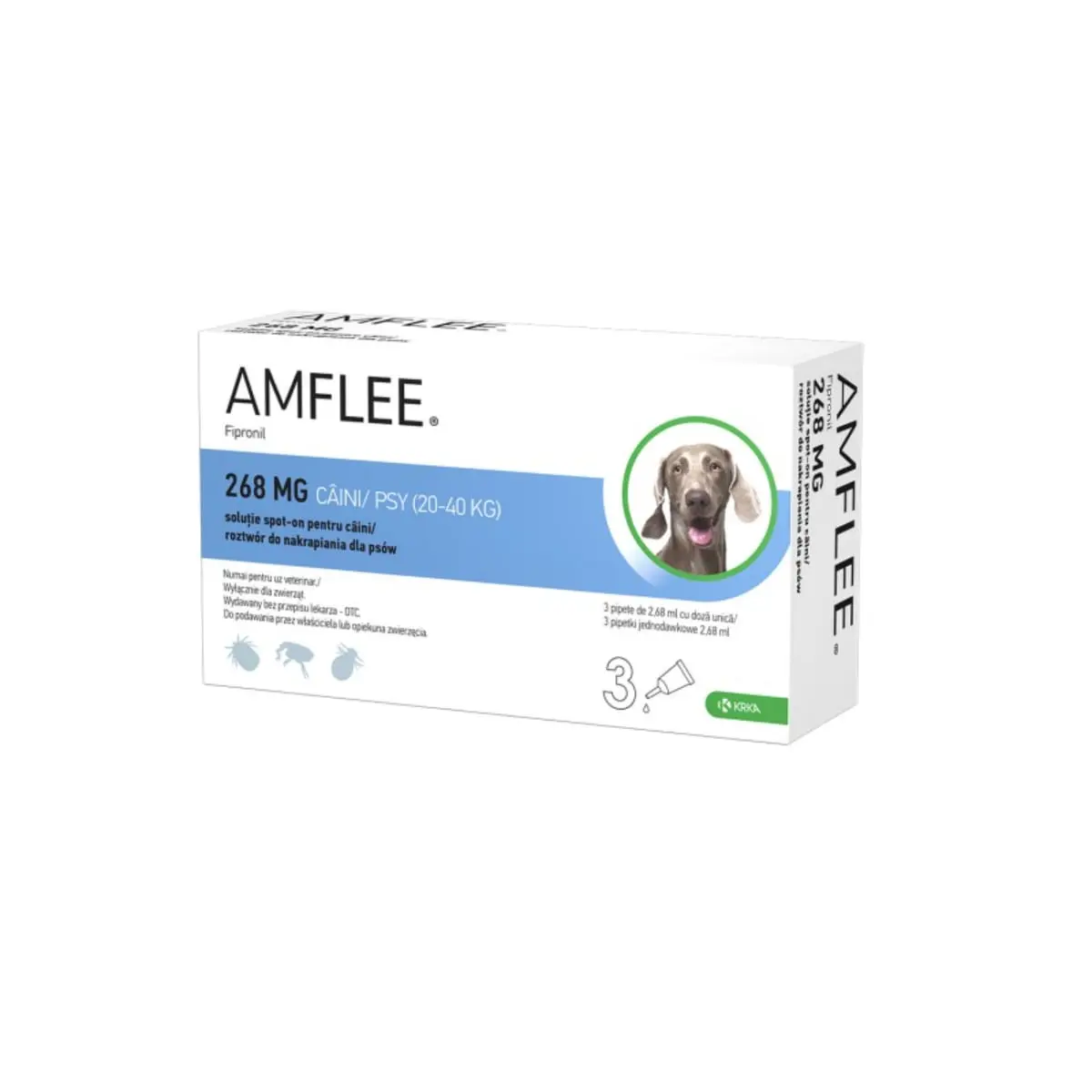 AMFLEE Dog, spot-on, solutie antiparazitara, caini, 3 pipete AMFLEE Dog, spot-on, solutie antiparazitara, caini 20-40 kg, 3 pipete - Image 2