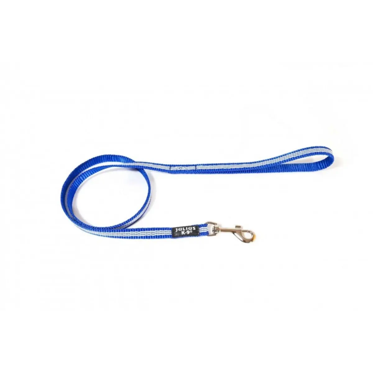 JULIUS-K9 IDC Tubular webbing, lesa cu fire flourescente cu maner caini, nylon, banda, 14mm x 1m, albastru