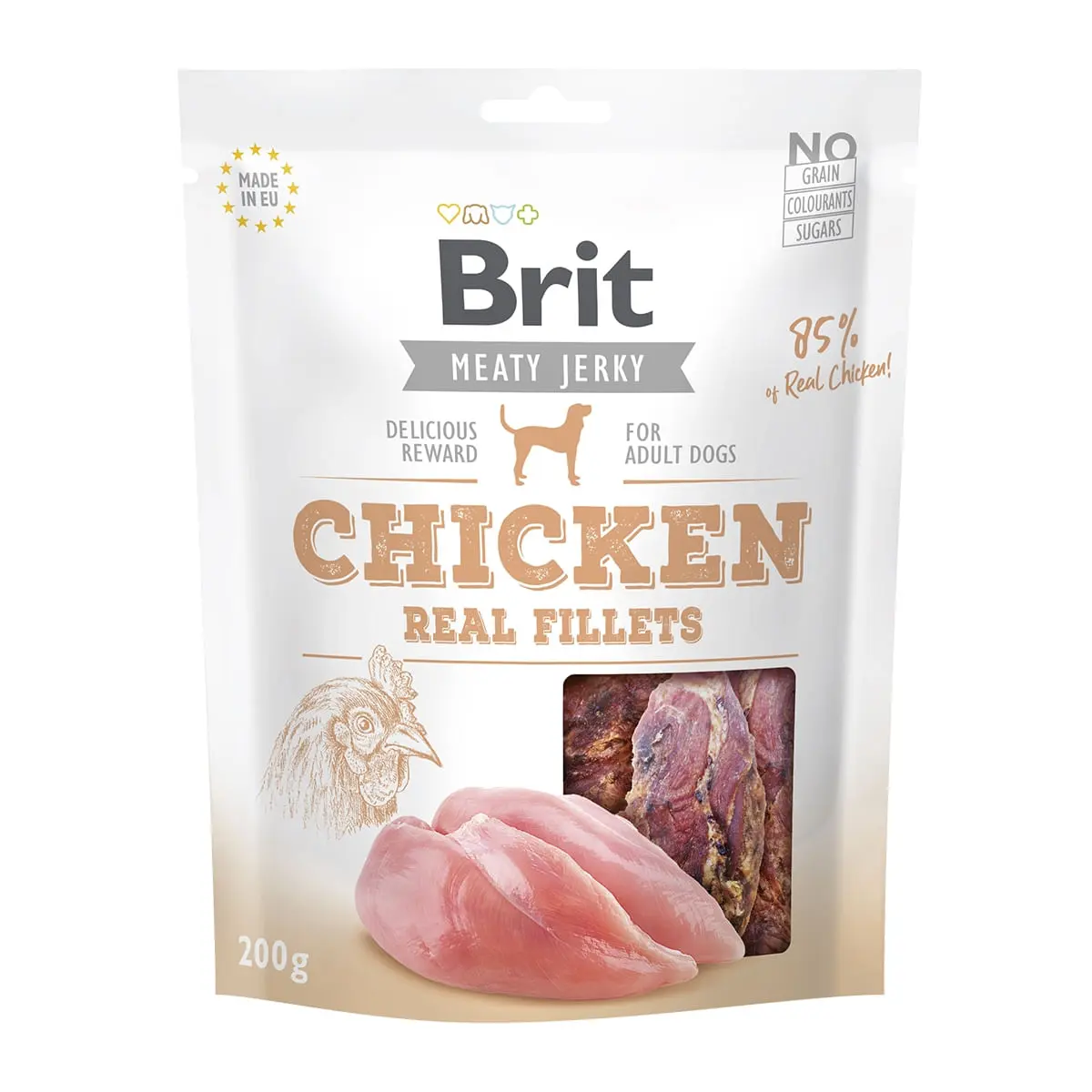 BRIT Jerky Chicken Fillets, recompense caini, File deshidratat Pui, 200g