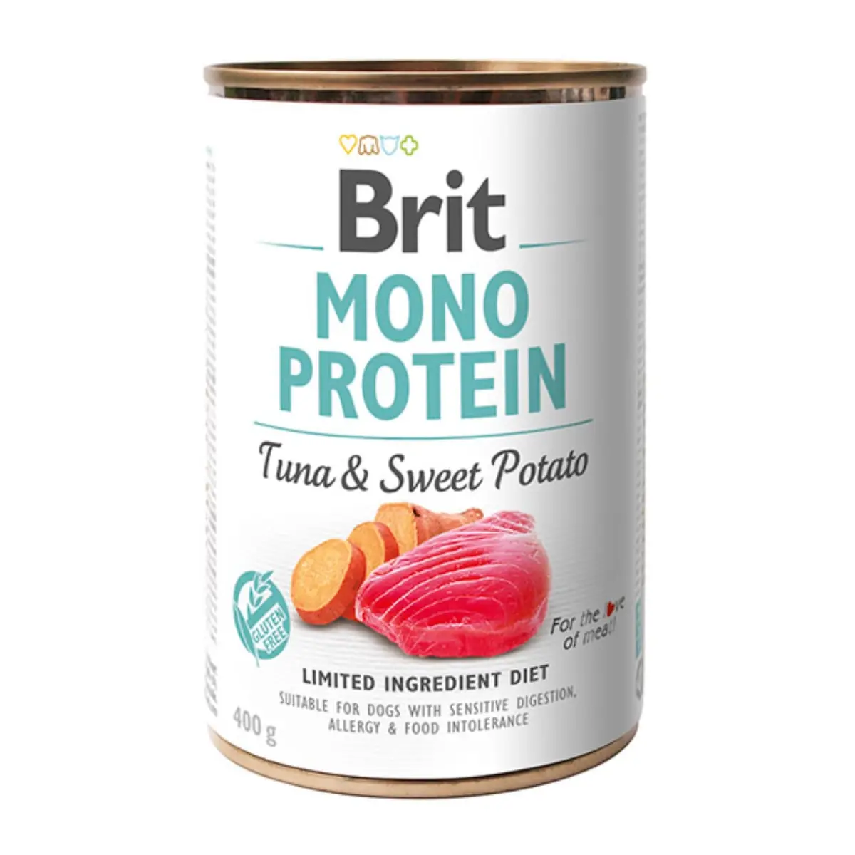 BRIT Mono Protein, Ton cu Cartof dulce, conserva hrana umeda monoproteica fara cereale caini, (pate), 400g