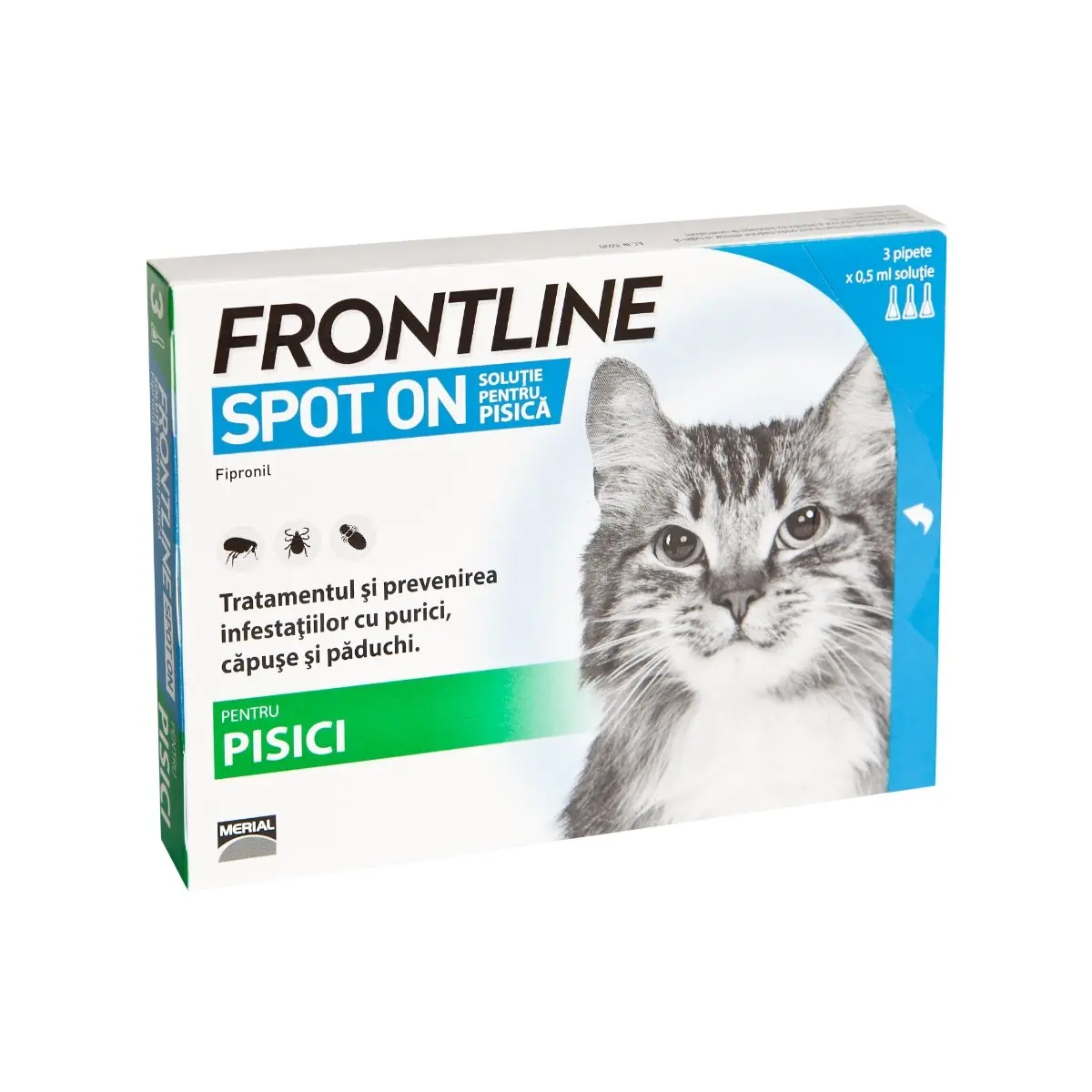 FRONTLINE Spot-On, solutie antiparazitara, pisici, 3 pipete