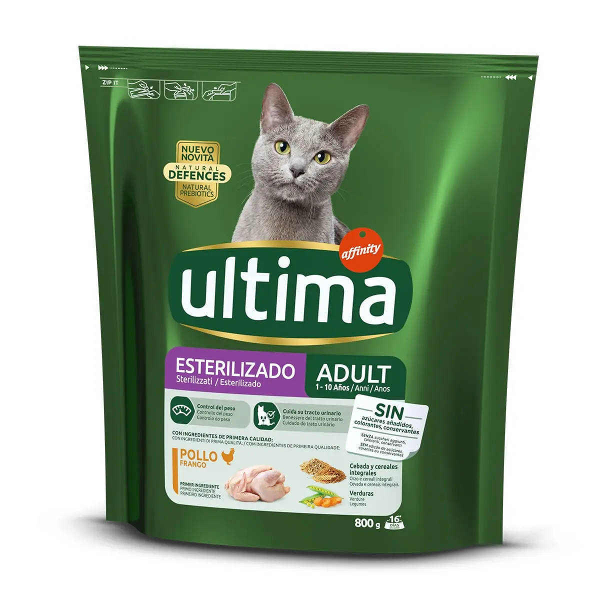ULTIMA Cat Sterilised Adult, Pui, hrana uscata pisici sterilizate, 800g - Image 2