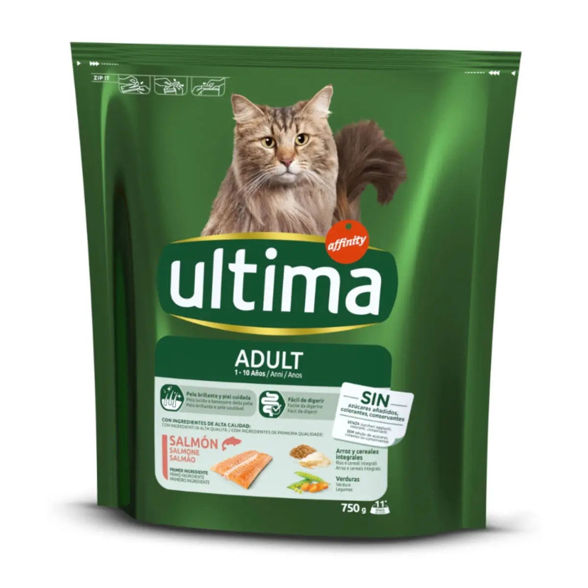 ULTIMA Cat Adult, Somon, hrana uscata pisici, 750g