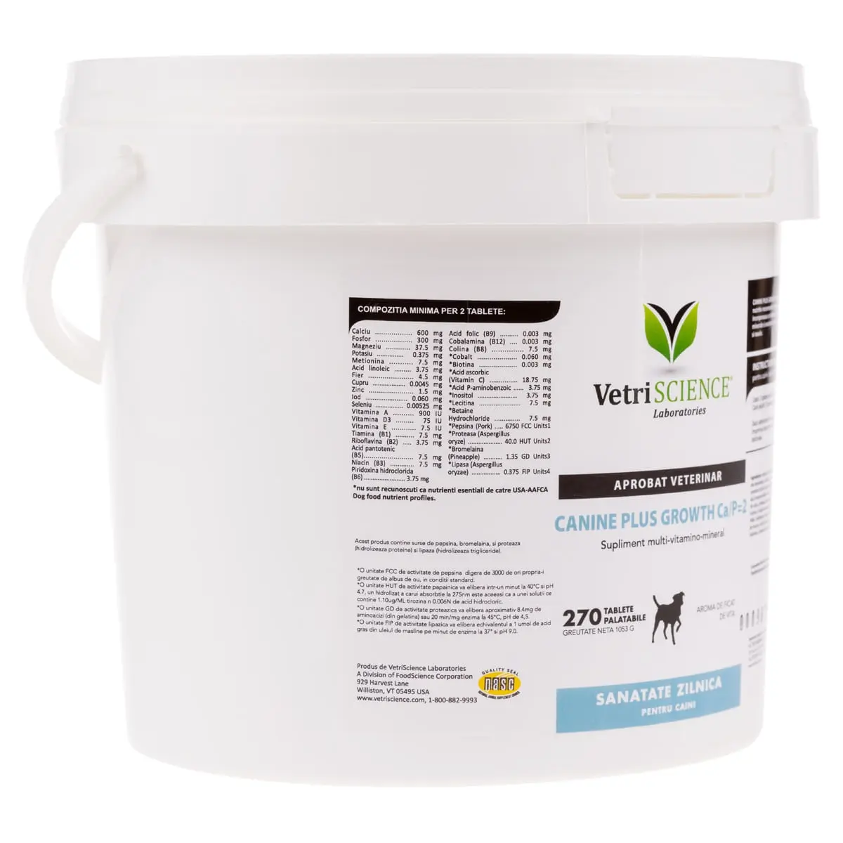 VETRI SCIENCE Canine Plus Growth Ca/P, suplimente crestere si vitalitate caini, 270tbl masticabile - Image 2