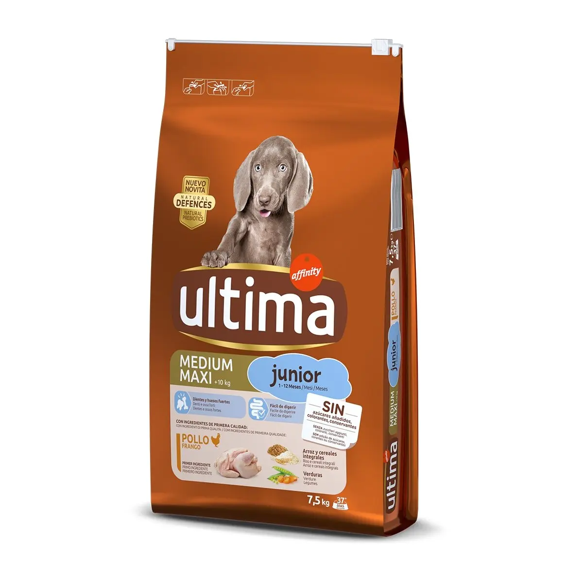 ULTIMA Dog Medium & Maxi Junior, Pui, hrana uscata caini, 7.5kg