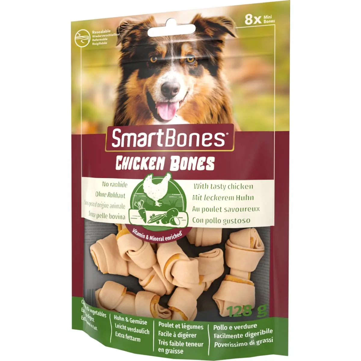 SMARTBONES Classics Chicken Bones Mini, recompense caini, Oase aromate Pui, 8buc - Image 3