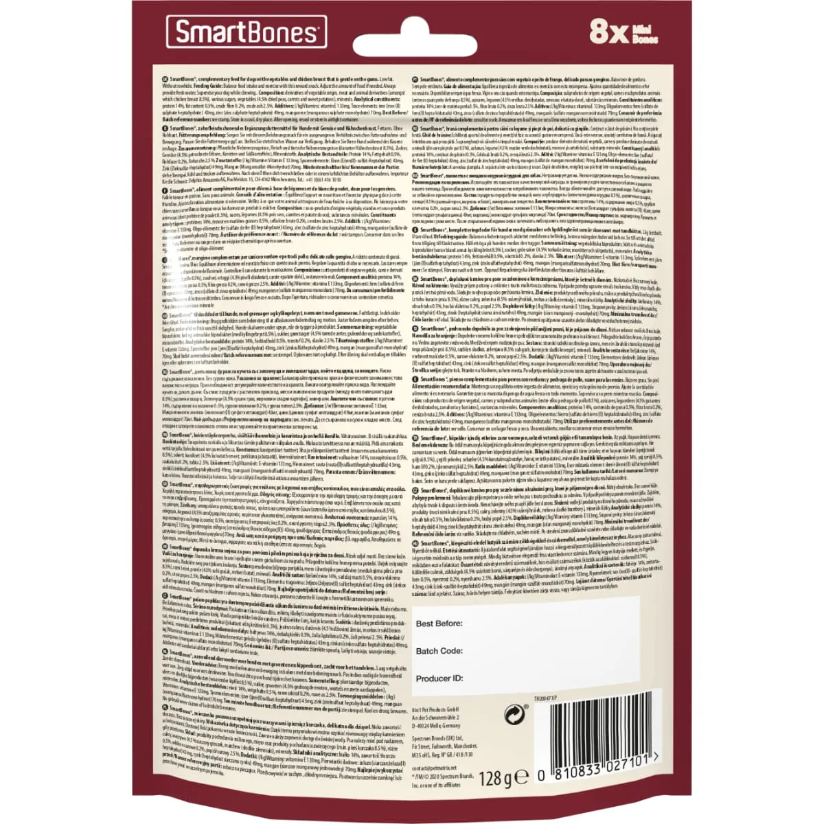 SMARTBONES Classics Chicken Bones Mini, recompense caini, Oase aromate Pui, 8buc - Image 11