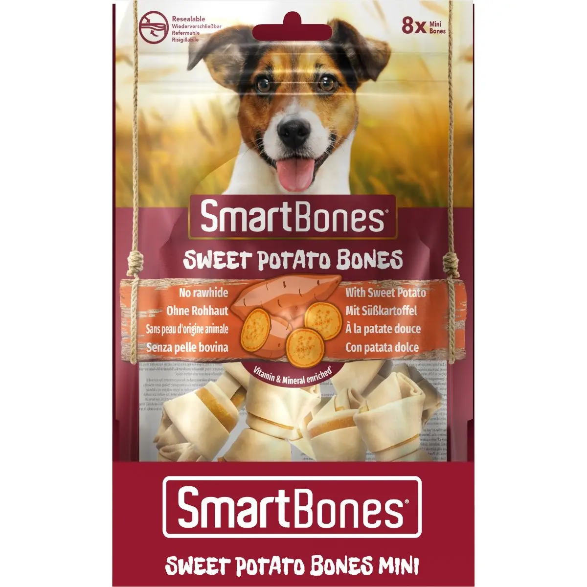 SMARTBONES Flavours Sweet Potato Bones Mini, recompense caini, Oase aromate Cartof Dulce, 8buc - Image 6