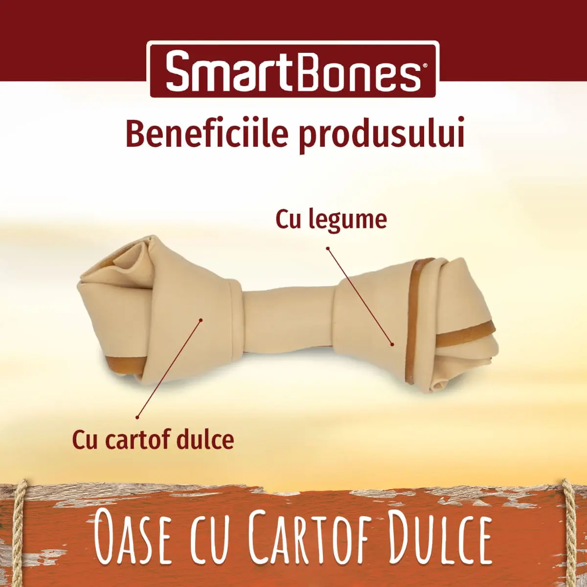 SMARTBONES Flavours Sweet Potato Bones Mini, recompense caini, Oase aromate Cartof Dulce, 8buc - Image 7