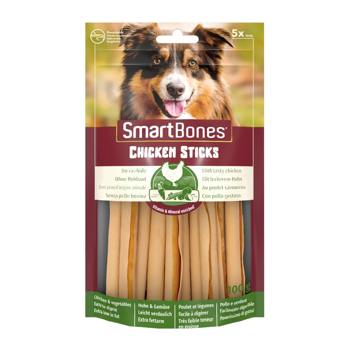 SMARTBONES Classics Chicken Sticks, recompense caini, Batoane aromate Pui, 5buc - Image 4