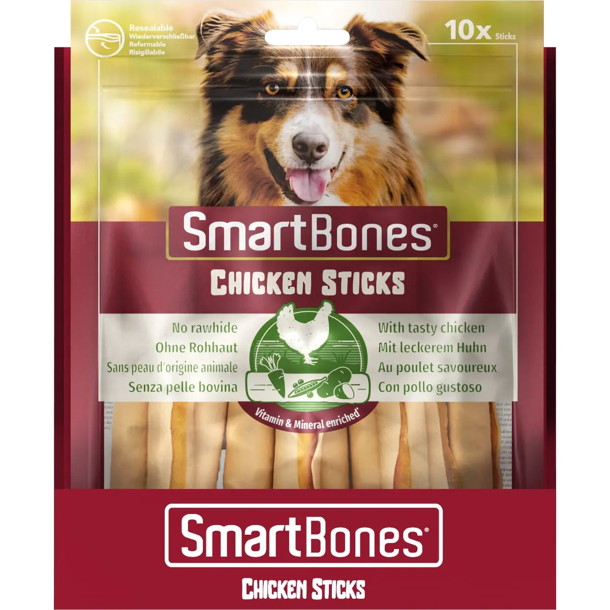 SMARTBONES Classics Chicken Sticks, recompense caini, Batoane aromate Pui, 10buc - Image 3