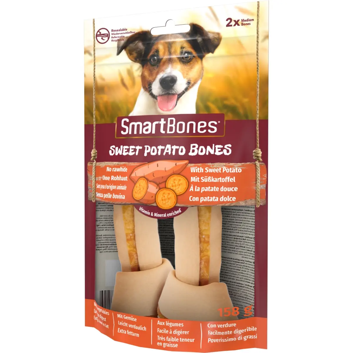 SMARTBONES Flavours Sweet Potato Bones Medium, recompense caini, Oase aromate Cartof Dulce, 2buc - Image 6