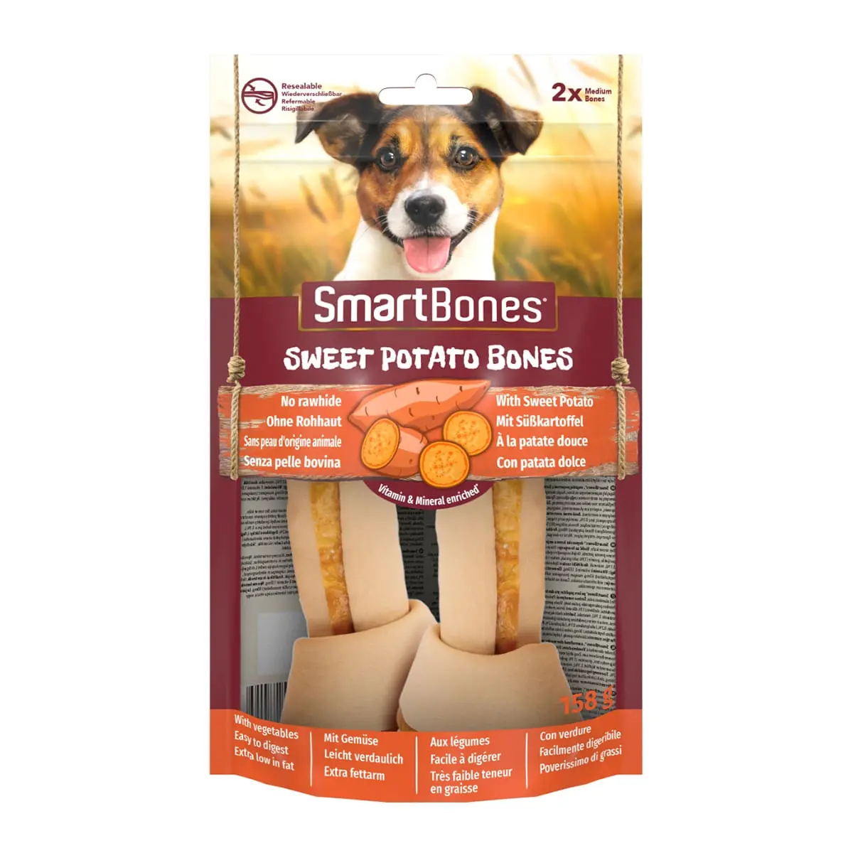 SMARTBONES Flavours Sweet Potato Bones Medium, recompense caini, Oase aromate Cartof Dulce, 2buc