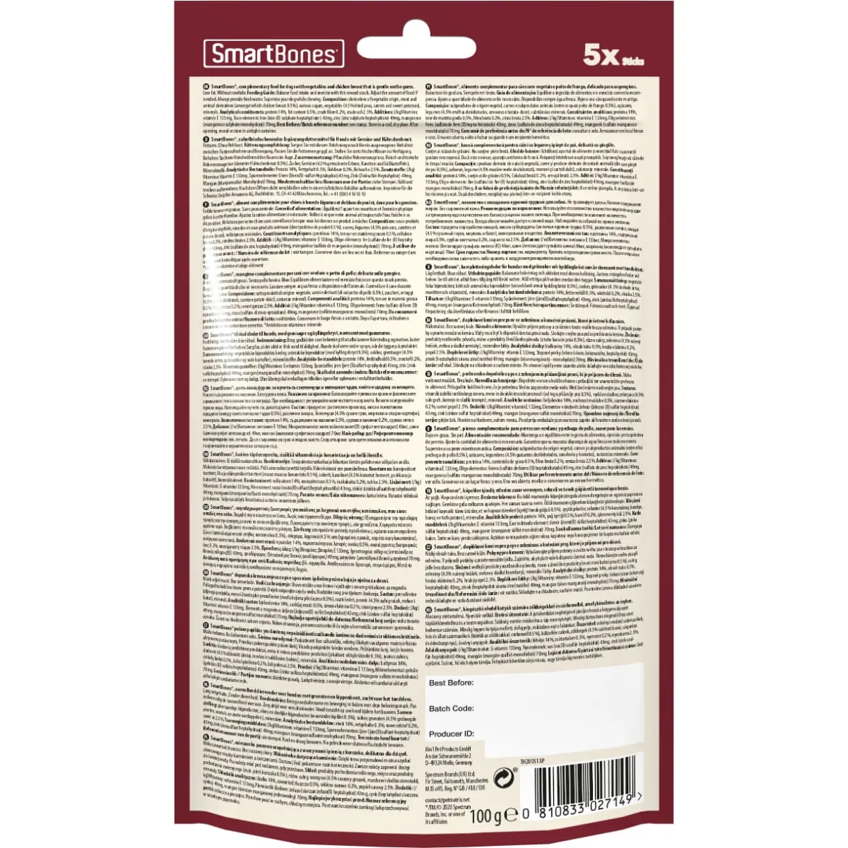 SMARTBONES Classics Chicken Sticks, recompense caini, Batoane aromate Pui, 5buc - Image 6