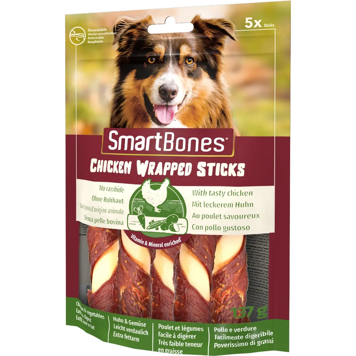 SMARTBONES Classics Chicken Warpped Sticks Mini, recompense caini, Batoane Pui SMARTBONES Classics Chicken Warpped Sticks, recompense caini, Batoane Pui, 5buc - Image 6