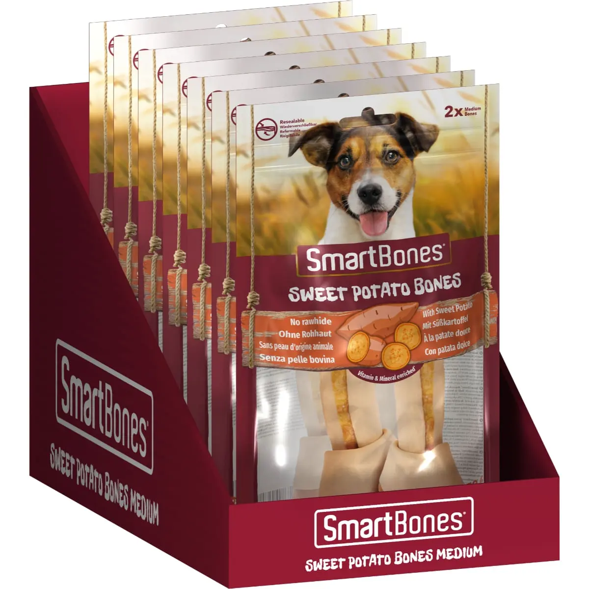 SMARTBONES Flavours Sweet Potato Bones Medium, recompense caini, Oase aromate Cartof Dulce, 2buc - Image 9