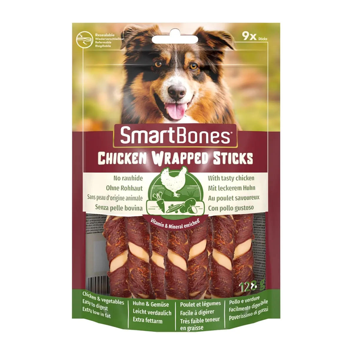 SMARTBONES Classics Chicken Warpped Sticks Mini, recompense caini, Batoane Pui, 9buc - Image 4