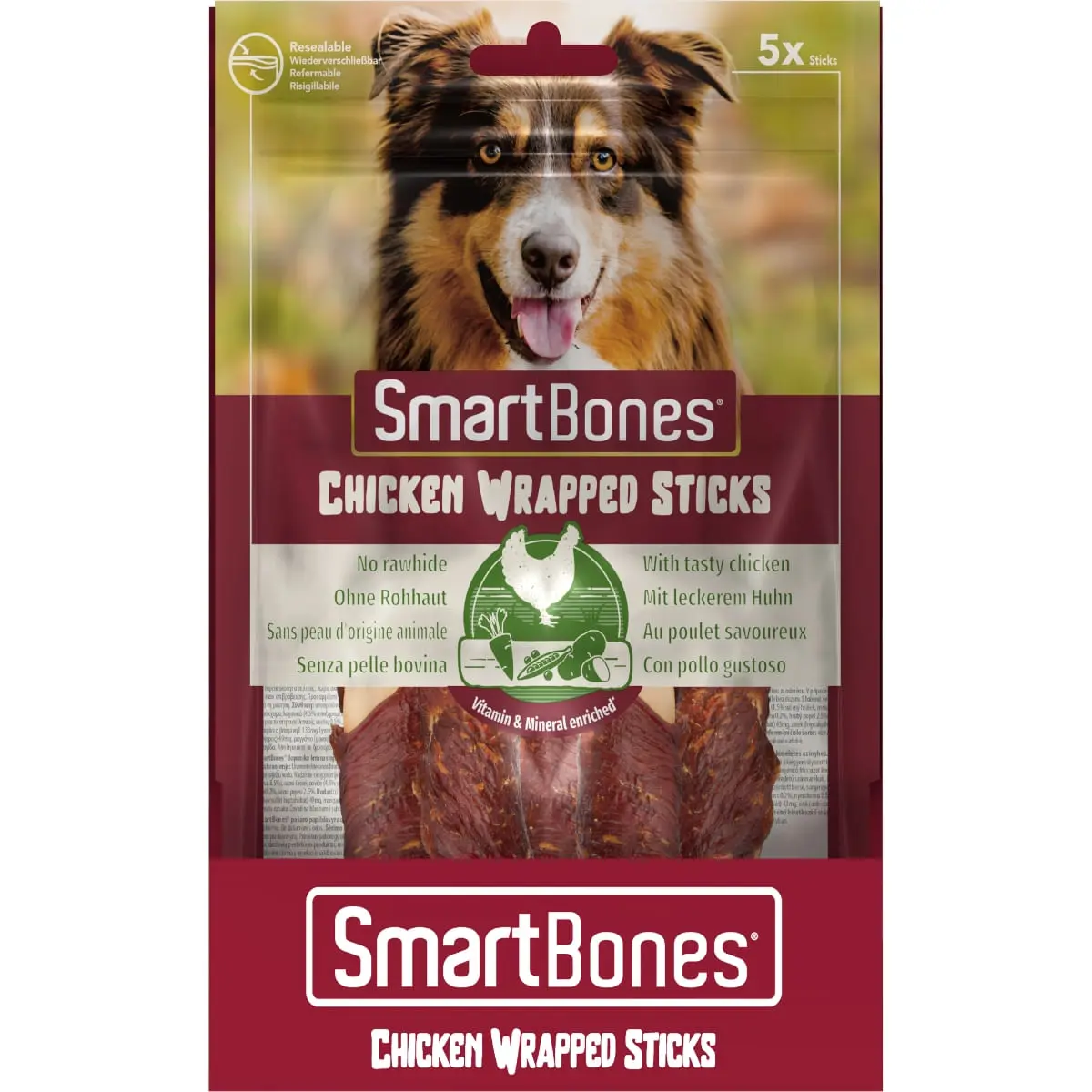 SMARTBONES Classics Chicken Warpped Sticks Mini, recompense caini, Batoane Pui SMARTBONES Classics Chicken Warpped Sticks, recompense caini, Batoane Pui, 5buc - Image 8