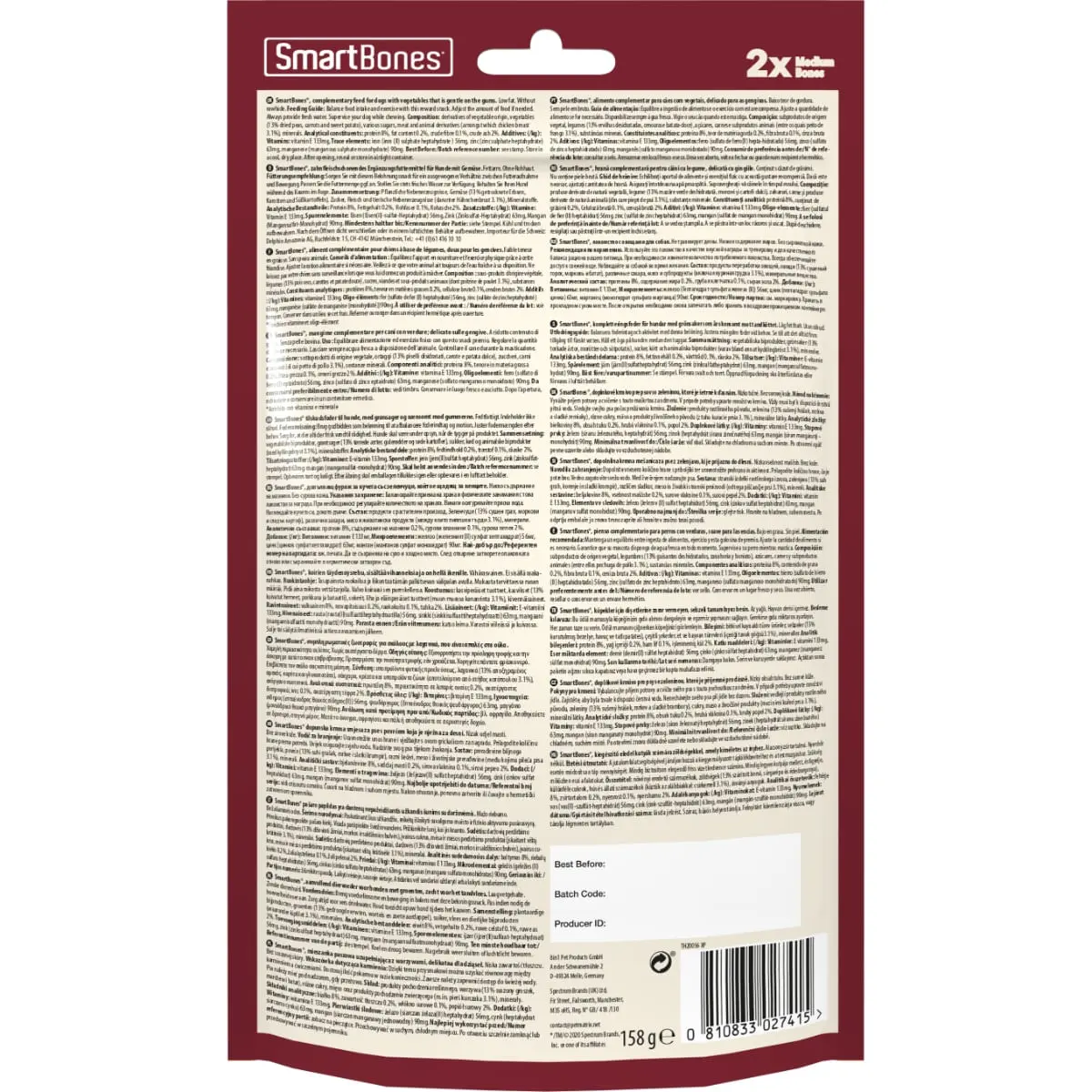 SMARTBONES Flavours Sweet Potato Bones Medium, recompense caini, Oase aromate Cartof Dulce, 2buc - Image 10