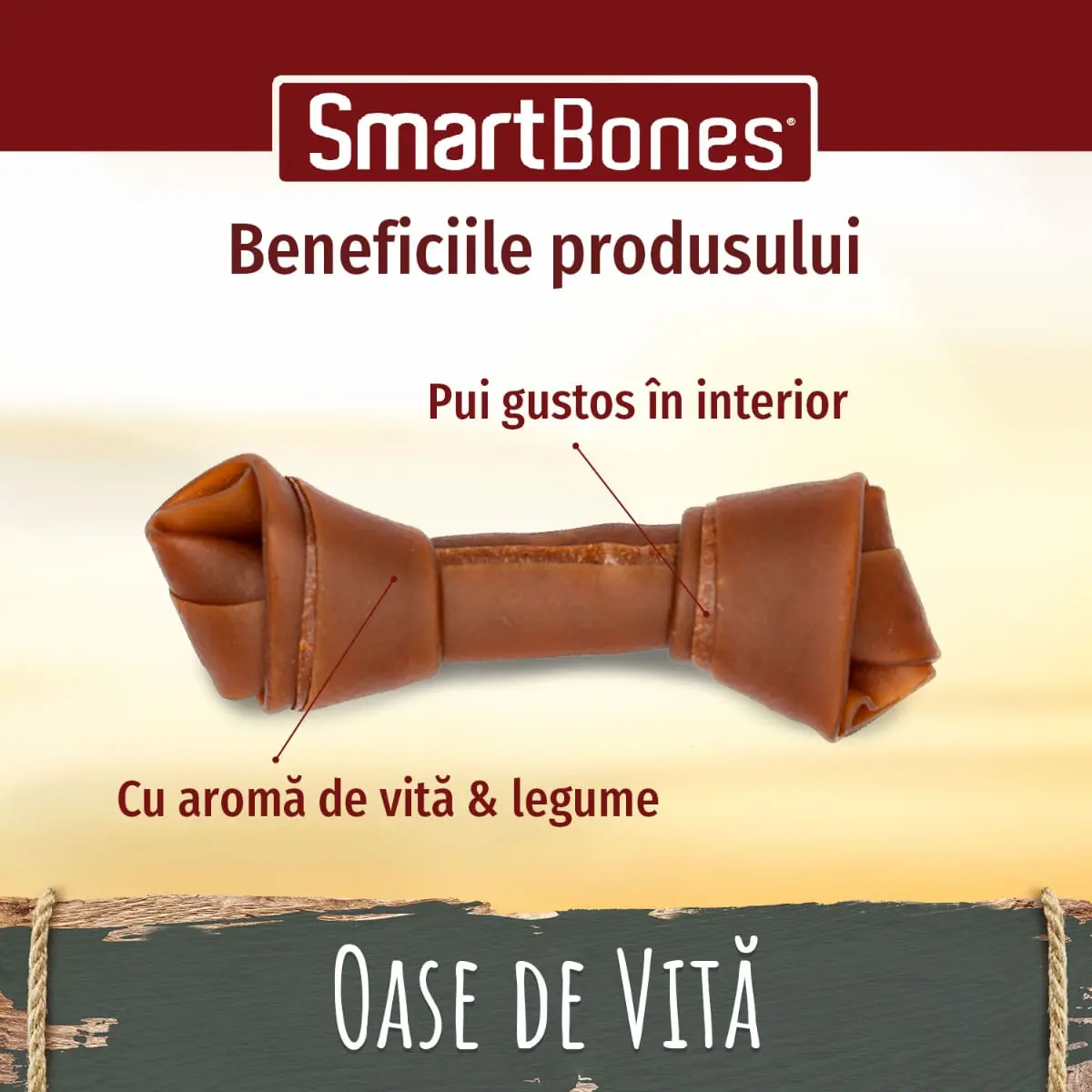 SMARTBONES Flavours Beef Bones Medium, recompense caini, Oase aromate Vita, 2buc - Image 5