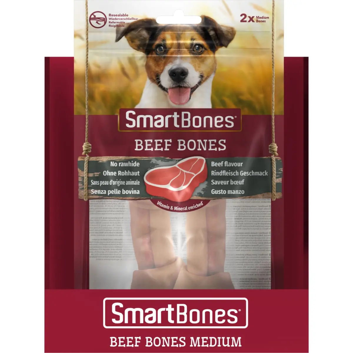 SMARTBONES Flavours Beef Bones Medium, recompense caini, Oase aromate Vita, 2buc - Image 6